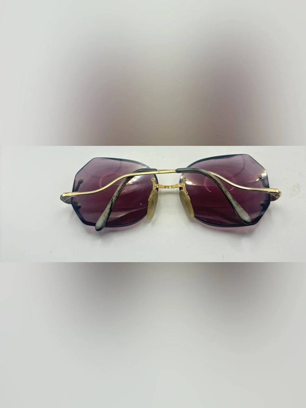 Vintage Luxottica Gold Oval Rimless Sunglasses Frames Only